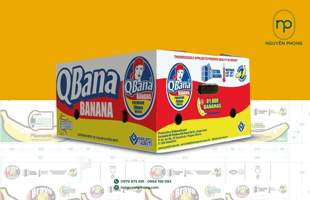 Mẫu thùng carton đựng chuối thương hiệu